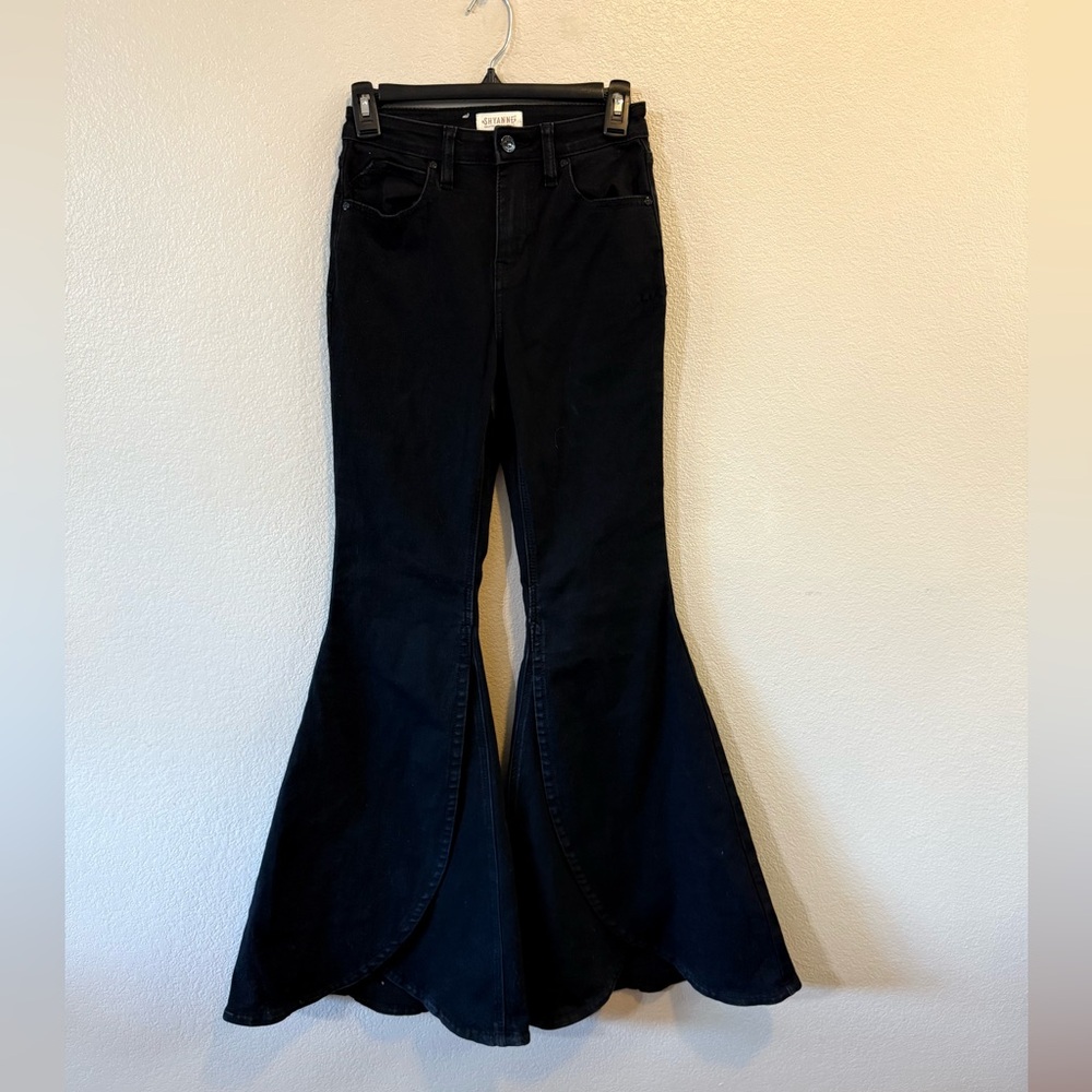 Shyanne Women's Black Flared Split Hem Jeans